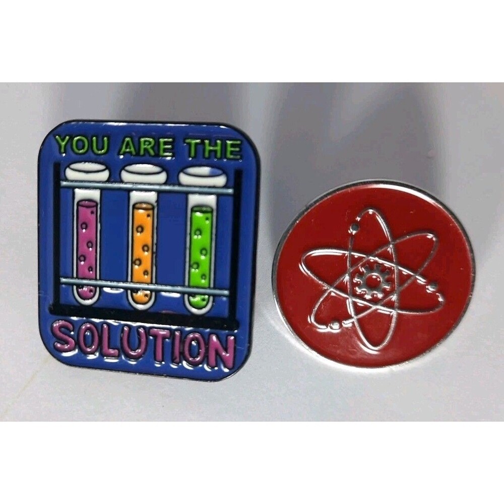 Atomic Symbol Red metal & You Are The Solution  Metal Lapel Hat Pin Tie